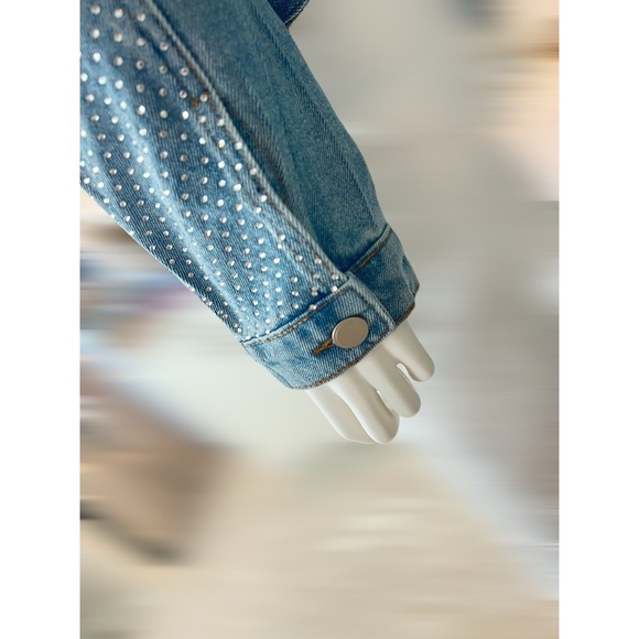 AMAZING heavily embellished rhinestone Jean jacket S M L - Picture 6 of 7